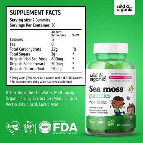 WILD & ORGANIC - Wild & Organic Sea Moss Gummies for Kids 60 Gomitas - The Red Vitamin MX - Suplementos Alimenticios - {{ shop.shopifyCountryName }}