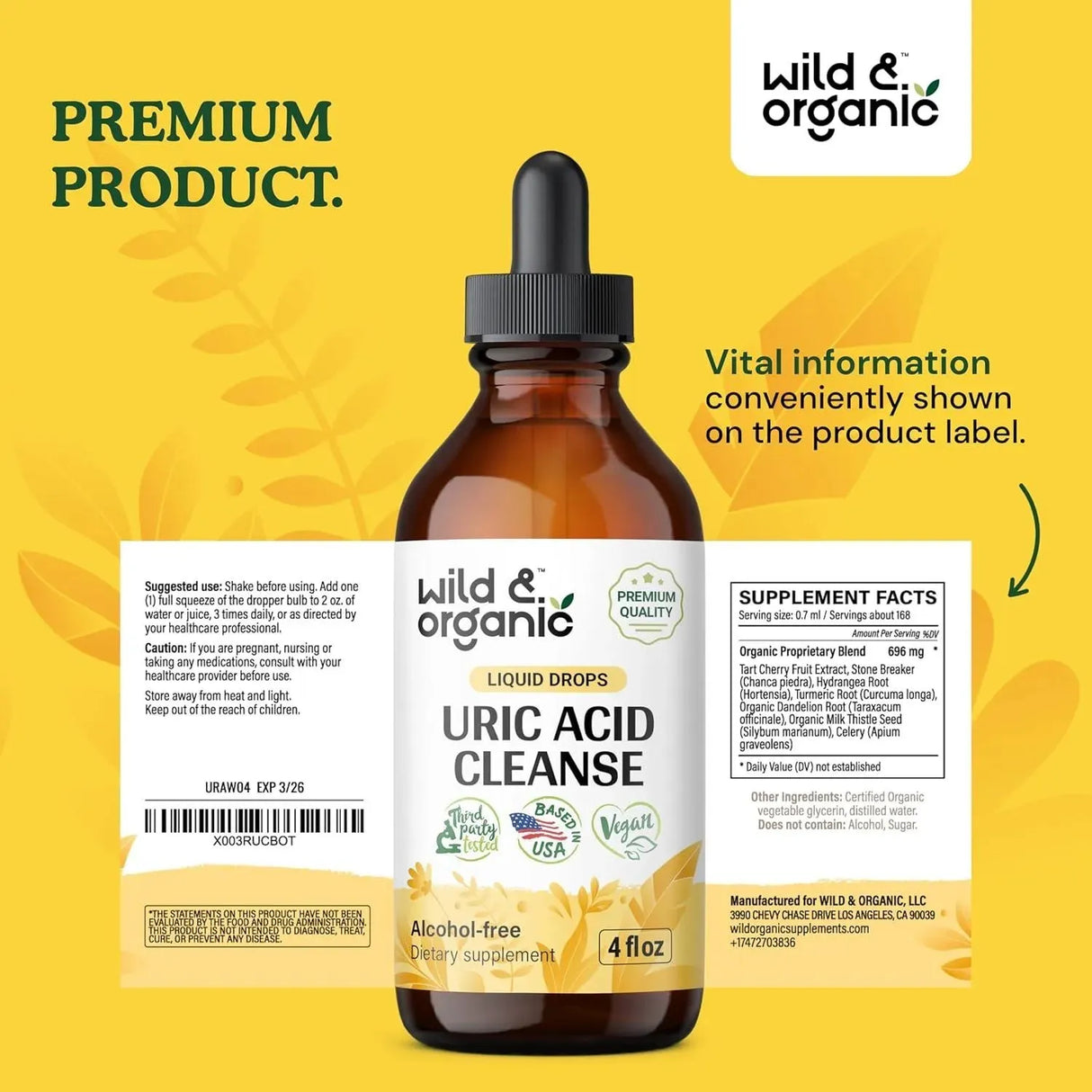 WILD & ORGANIC - Wild & Organic Uric Acid Cleanse Drops 4 Fl.Oz. - The Red Vitamin MX - Suplementos Alimenticios - {{ shop.shopifyCountryName }}