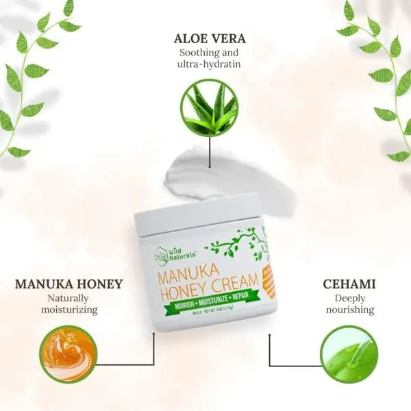 WILD NATURALS - Wild Naturals Manuka Honey Cream Moisturizer for Dry Skin 118Ml. - The Red Vitamin MX - Cremas Corporales - {{ shop.shopifyCountryName }}