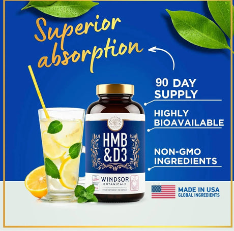 WINDSOR BOTANICALS - Windsor Botanicals HMB and Vitamin D3 180 Capsulas - The Red Vitamin MX - Suplementos Alimenticios - {{ shop.shopifyCountryName }}