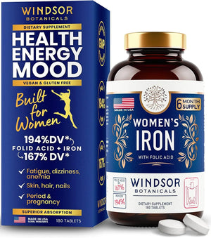 WINDSOR BOTANICALS - Windsor Botanicals Iron Pills for Women 180 Tabletas - The Red Vitamin MX - Suplementos Alimenticios - {{ shop.shopifyCountryName }}