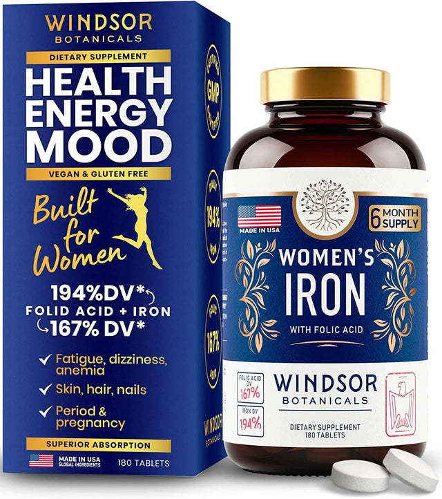 WINDSOR BOTANICALS - Windsor Botanicals Iron Pills for Women 180 Tabletas - The Red Vitamin MX - Suplementos Alimenticios - {{ shop.shopifyCountryName }}