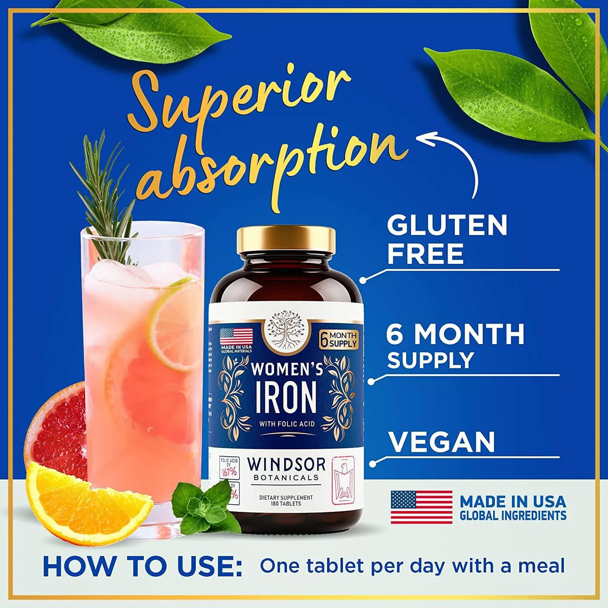 WINDSOR BOTANICALS - Windsor Botanicals Iron Pills for Women 180 Tabletas - The Red Vitamin MX - Suplementos Alimenticios - {{ shop.shopifyCountryName }}