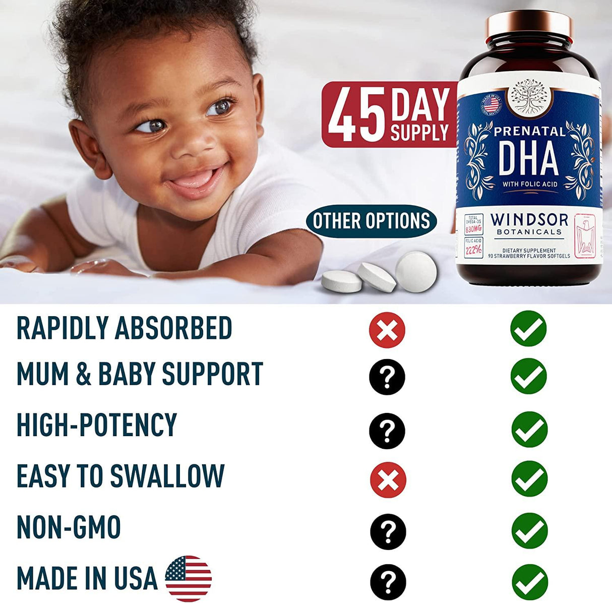 WINDSOR BOTANICALS - Windsor Botanicals Prenatal Vitamins with DHA and Folic Acid 90 Capsulas Blandas - The Red Vitamin MX - Suplementos Alimenticios - {{ shop.shopifyCountryName }}