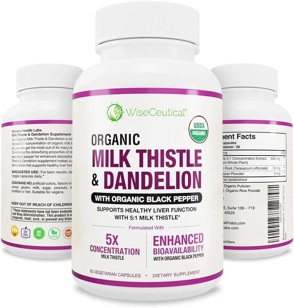 WISECEUTICAL - Wiseceutical Organic Milk Thistle Concentrated Extract 2000Mg. 60 Capsulas - The Red Vitamin MX - Suplementos Alimenticios - {{ shop.shopifyCountryName }}