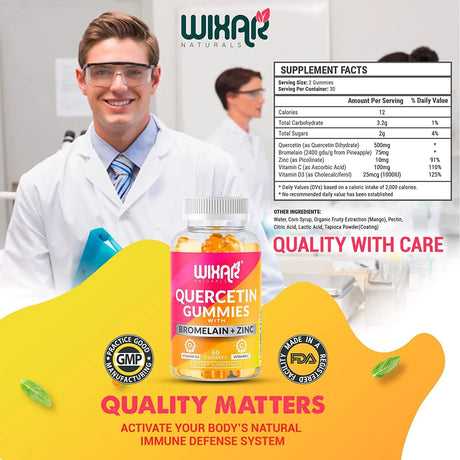 WIXAR NATURALS - WIXAR NATURALS Quercetin 500Mg. 60 Gomitas - The Red Vitamin MX - Suplementos Alimenticios - {{ shop.shopifyCountryName }}