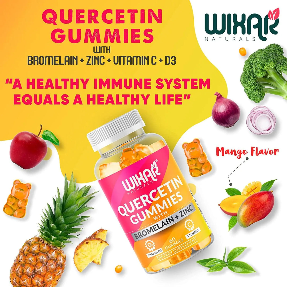 WIXAR NATURALS - WIXAR NATURALS Quercetin 500Mg. 60 Gomitas - The Red Vitamin MX - Suplementos Alimenticios - {{ shop.shopifyCountryName }}