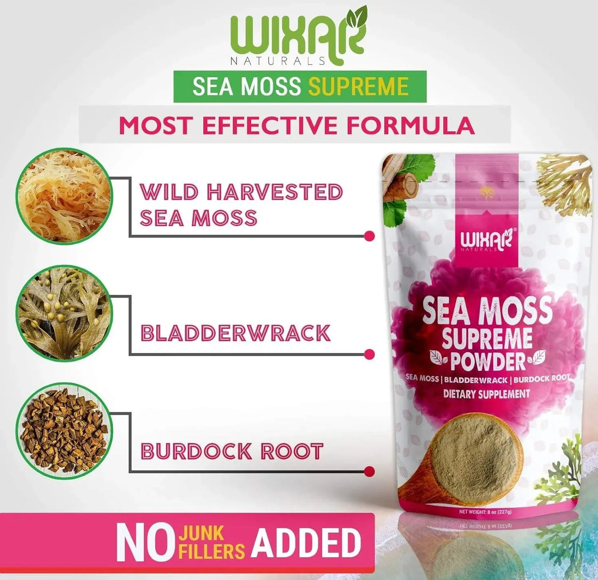 WIXAR NATURALS - Wixar Wildcrafted Sea Moss Powder 227Gr. - The Red Vitamin MX - Suplementos Alimenticios - {{ shop.shopifyCountryName }}