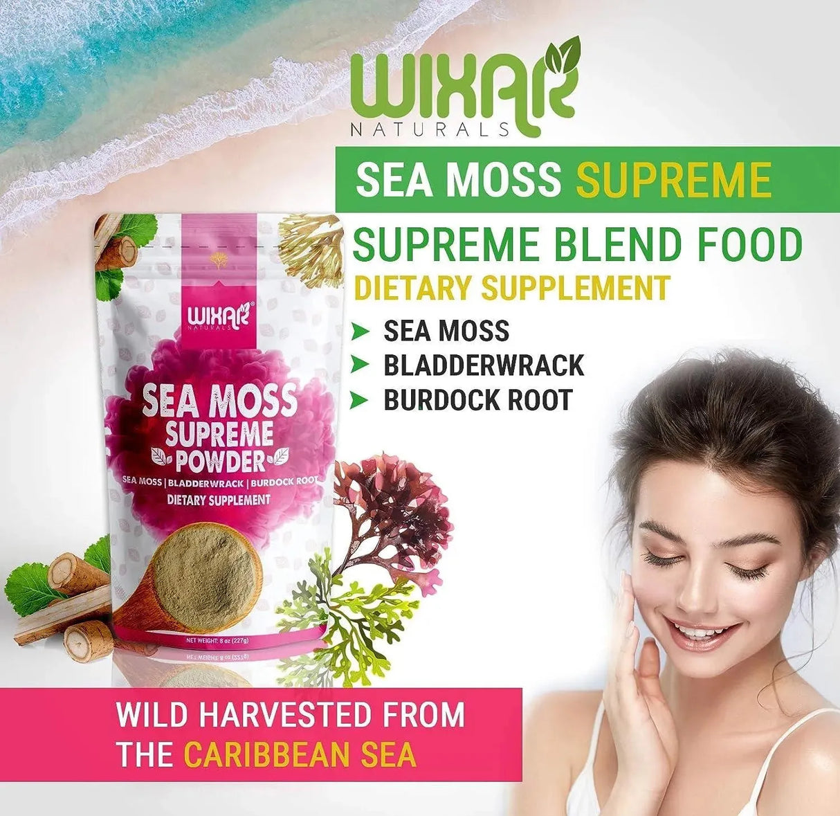 WIXAR NATURALS - Wixar Wildcrafted Sea Moss Powder 227Gr. - The Red Vitamin MX - Suplementos Alimenticios - {{ shop.shopifyCountryName }}