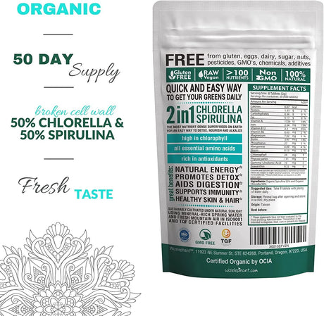 WIZELEPHANT - Wizelephant Chlorella Spirulina Organic Tablets 50 Tabletas - The Red Vitamin MX - Suplementos Alimenticios - {{ shop.shopifyCountryName }}