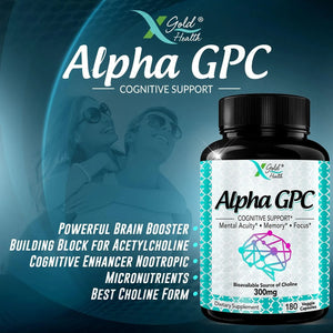 X GOLD HEALTH - X Gold Health Alpha GPC Choline 600Mg. 180 Capsulas - The Red Vitamin MX - Suplementos Alimenticios - {{ shop.shopifyCountryName }}