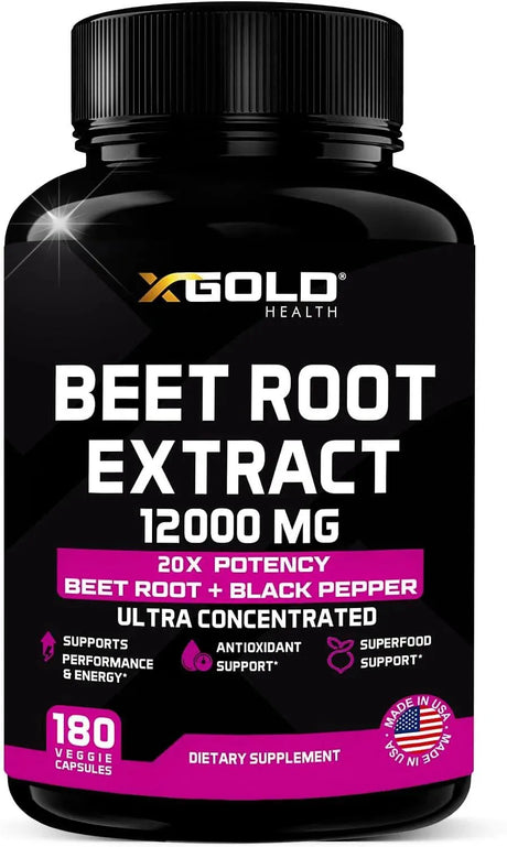 X GOLD HEALTH - X Gold Health Beet Root Extract 1200Mg. 180 Capsulas - The Red Vitamin MX - Suplementos Alimenticios - {{ shop.shopifyCountryName }}