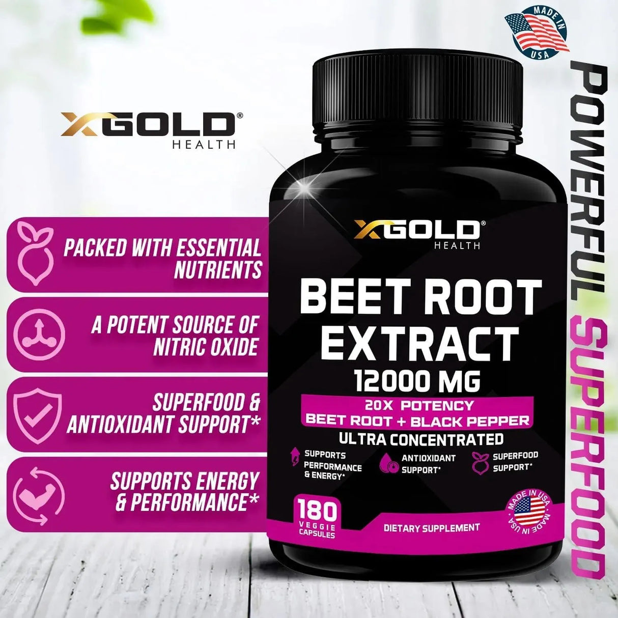 X GOLD HEALTH - X Gold Health Beet Root Extract 1200Mg. 180 Capsulas - The Red Vitamin MX - Suplementos Alimenticios - {{ shop.shopifyCountryName }}