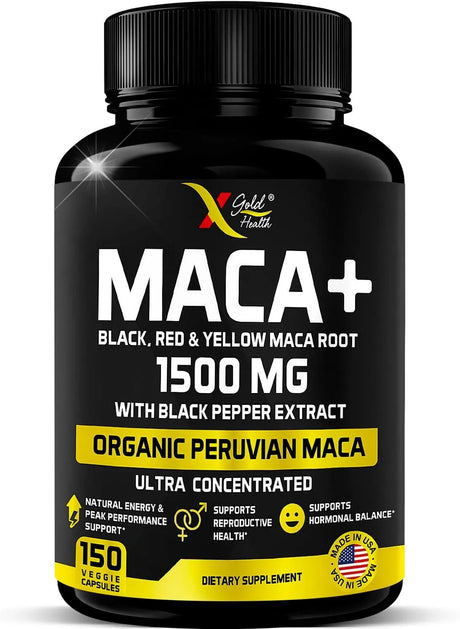 X GOLD HEALTH - X Gold Health Organic Maca Root Powder Capsules 1500Mg. 150 Capsulas - The Red Vitamin MX - Suplementos Alimenticios - {{ shop.shopifyCountryName }}