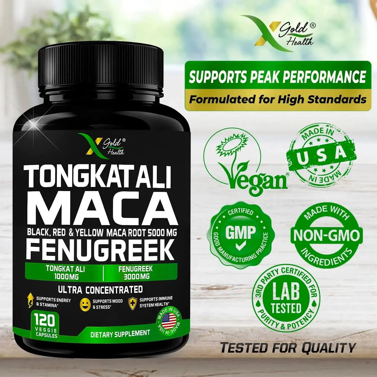 X GOLD HEALTH - X Gold Health Tongkat Ali 1000Mg. Maca Root 5000Mg. Fenugreek 3000Mg. 120 Capsulas - The Red Vitamin MX - Suplementos Alimenticios - {{ shop.shopifyCountryName }}