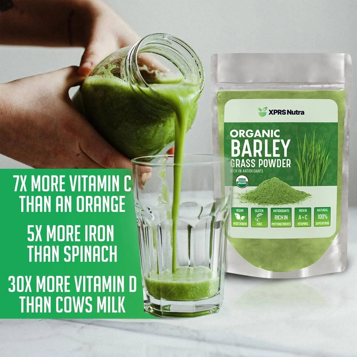 XPRS NUTRA - XPRS Nutra Organic Barley Grass Powder 226Gr. - The Red Vitamin MX - Suplementos Alimenticios - {{ shop.shopifyCountryName }}