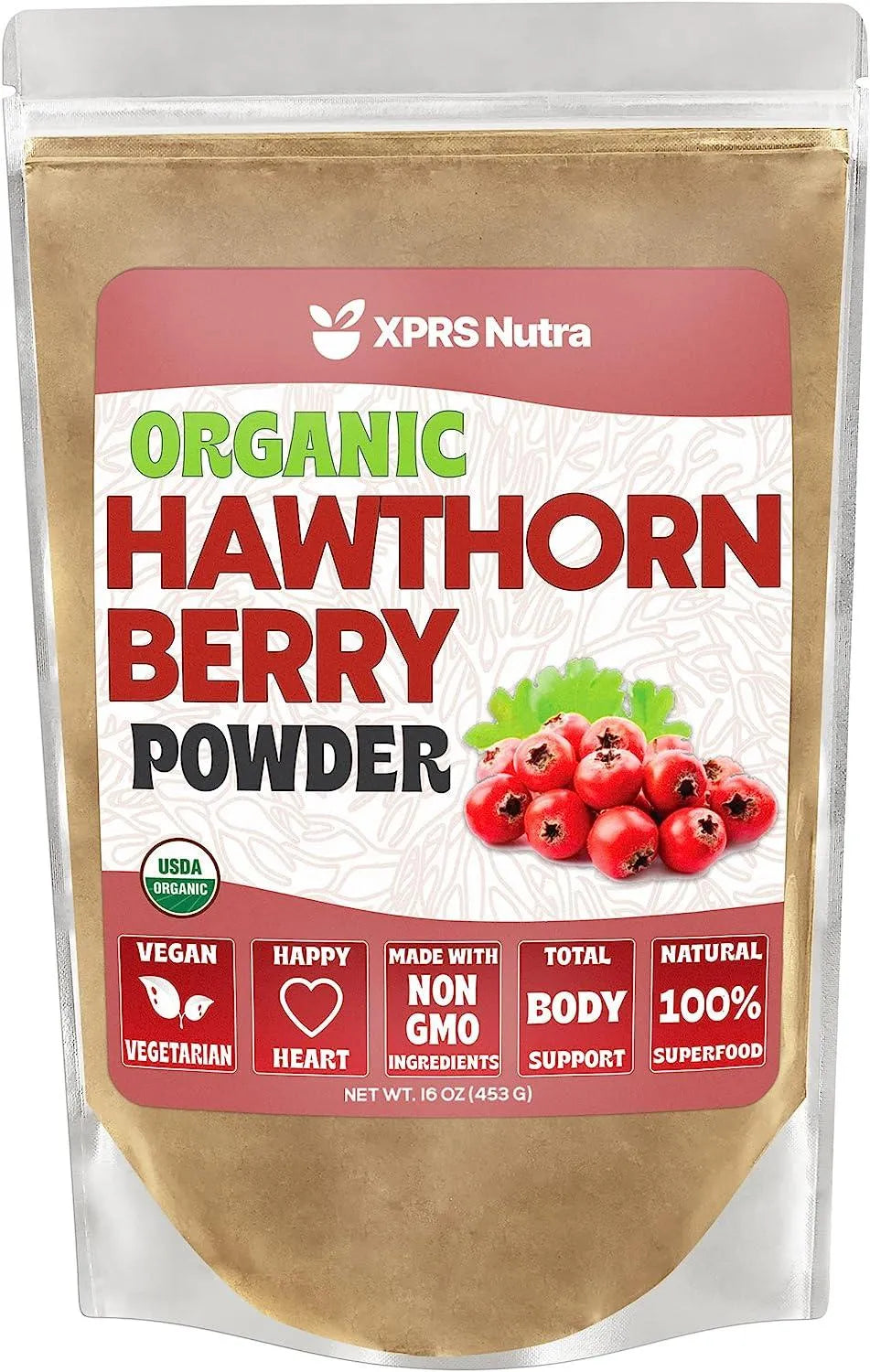 XPRS NUTRA - XPRS Nutra Organic Hawthorn Berry Powder 16 Oz. - The Red Vitamin MX - Suplementos Alimenticios - {{ shop.shopifyCountryName }}