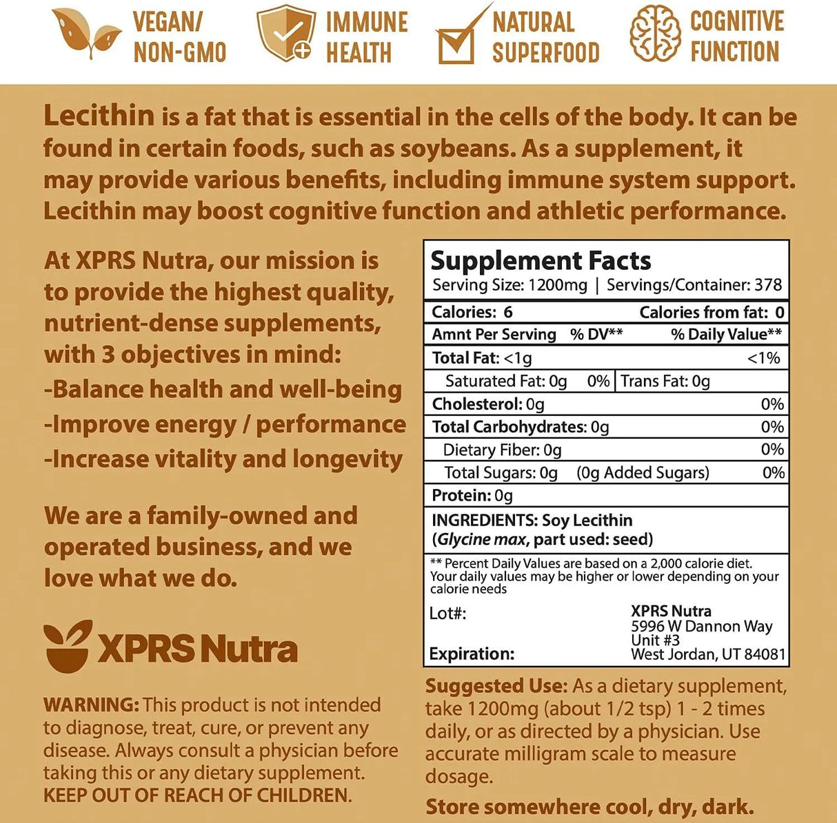 XPRS NUTRA - XPRS Nutra Soy Lecithin Powder 453Gr. - The Red Vitamin MX - Suplementos Alimenticios - {{ shop.shopifyCountryName }}