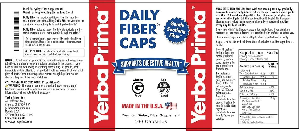 YERBA PRIMA - Yerba Prima Daily Fiber Caps Formula 400 Capsulas - The Red Vitamin MX - Suplementos Alimenticios - {{ shop.shopifyCountryName }}