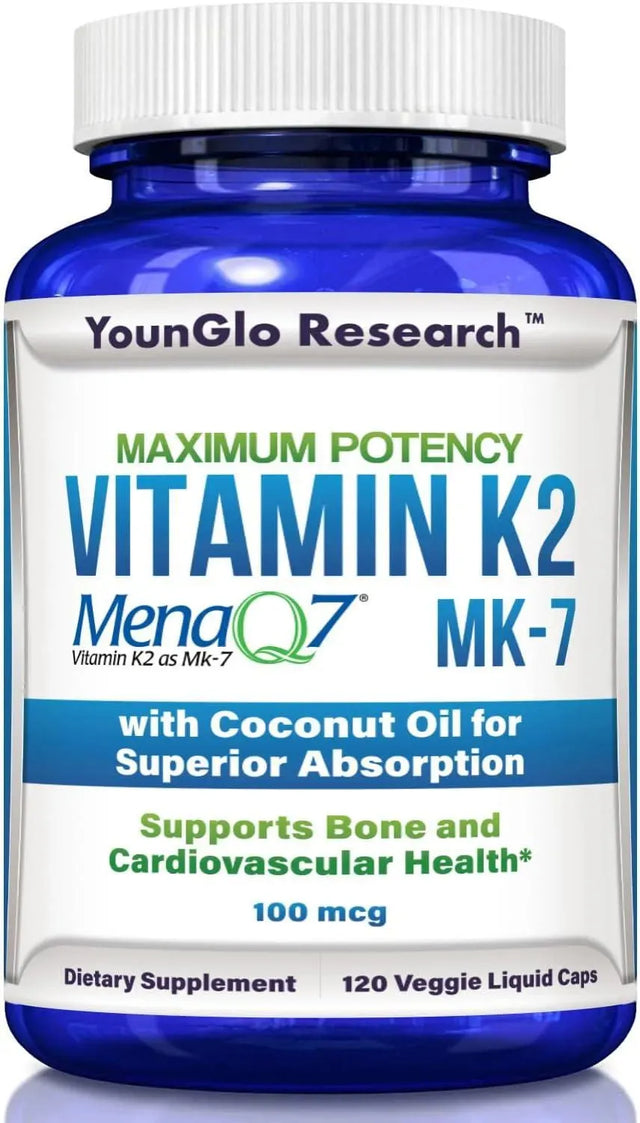 YOUNGLO - YounGlo Research Vitamin K2 MK7 120 Capsulas - The Red Vitamin MX - Suplementos Alimenticios - {{ shop.shopifyCountryName }}