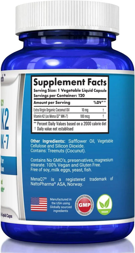 YOUNGLO - YounGlo Research Vitamin K2 MK7 120 Capsulas - The Red Vitamin MX - Suplementos Alimenticios - {{ shop.shopifyCountryName }}