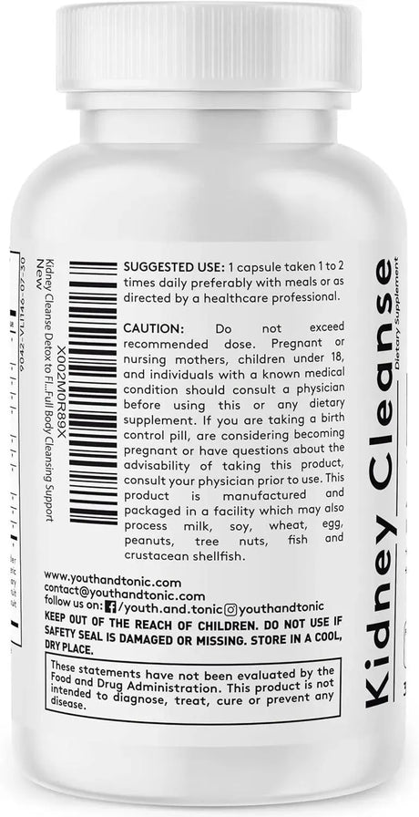 YOUTH & TONIC - Youth & Tonic Kidney Cleanse Detox 30 Capsulas - The Red Vitamin MX - Suplementos Alimenticios - {{ shop.shopifyCountryName }}