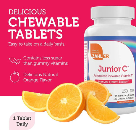 ZAHLER - Zahler Junior C Advanced Chewable Vitamin C for Kids 180 Tabletas Masticables - The Red Vitamin MX - Suplementos Alimenticios - {{ shop.shopifyCountryName }}