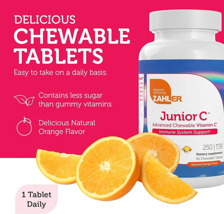 ZAHLER - Zahler Junior C Advanced Chewable Vitamin C for Kids 90 Tabletas Masticables - The Red Vitamin MX - Suplementos Alimenticios - {{ shop.shopifyCountryName }}