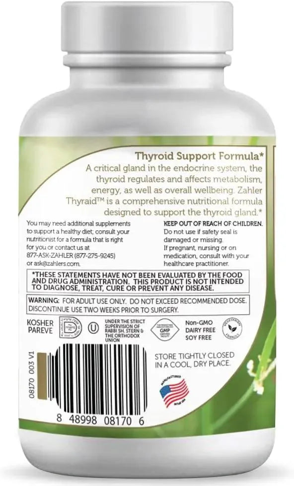 ZAHLER - Zahler Thyraide Thyroid Support Supplement with Iodine and L-Tyrosine 60 Capsulas - The Red Vitamin MX - Suplementos Alimenticios - {{ shop.shopifyCountryName }}