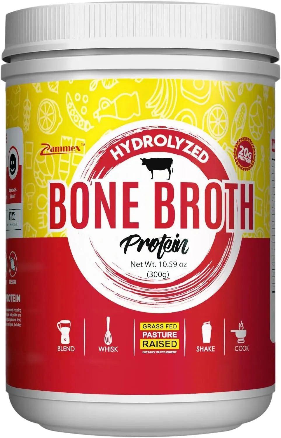 ZAMMEX - Zammex 100% Grass-Fed Beef Bone Broth Protein Powder 300Gr. - The Red Vitamin MX - Suplementos Alimenticios - {{ shop.shopifyCountryName }}