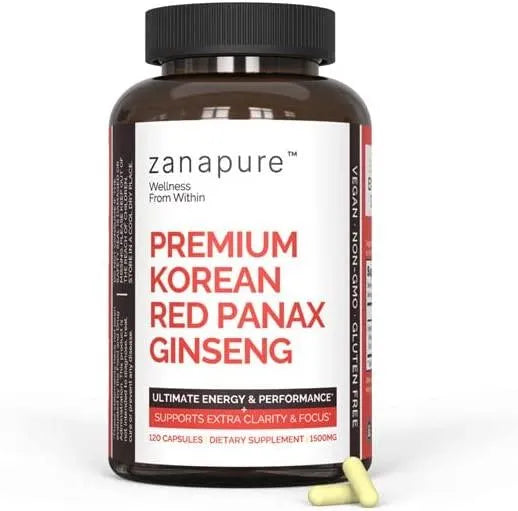 ZANAPURE - Zanapure Premium Korean Red Panax Ginseng Capsules 1500Mg. 120 Capsulas - The Red Vitamin MX - Suplementos Alimenticios - {{ shop.shopifyCountryName }}