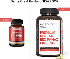 ZANAPURE - Zanapure Premium Korean Red Panax Ginseng Capsules 1500Mg. 120 Capsulas - The Red Vitamin MX - Suplementos Alimenticios - {{ shop.shopifyCountryName }}