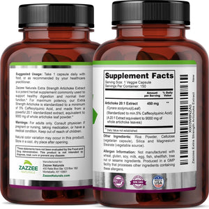 ZAZZEE NATURALS - Zazzee Extra Strength Artichoke 20:1 Extract 9000Mg. 150 Capsulas - The Red Vitamin MX - Suplementos Alimenticios - {{ shop.shopifyCountryName }}