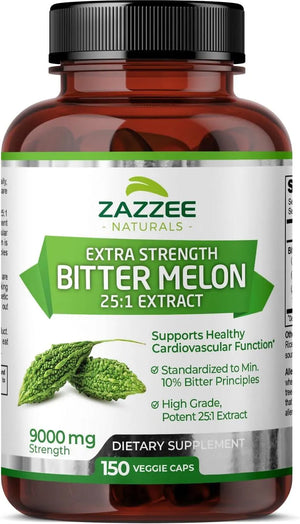 ZAZZEE NATURALS - Zazzee Extra Strength Bitter Melon 25:1 Extract 9000Mg. 150 Capsulas - The Red Vitamin MX - Suplementos Alimenticios - {{ shop.shopifyCountryName }}