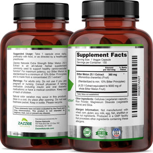 ZAZZEE NATURALS - Zazzee Extra Strength Bitter Melon 25:1 Extract 9000Mg. 150 Capsulas - The Red Vitamin MX - Suplementos Alimenticios - {{ shop.shopifyCountryName }}