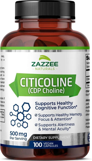 ZAZZEE NATURALS - Zazzee Extra Strength Citicoline 500Mg. 100 Capsulas - The Red Vitamin MX - Suplementos Alimenticios - {{ shop.shopifyCountryName }}