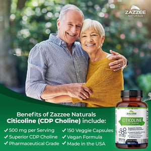 ZAZZEE NATURALS - Zazzee Extra Strength Citicoline 500Mg. 100 Capsulas - The Red Vitamin MX - Suplementos Alimenticios - {{ shop.shopifyCountryName }}