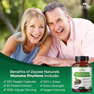 ZAZZEE NATURALS - Zazzee Extra Strength Mucuna Pruriens 8:1 Extract 220 Capsulas - The Red Vitamin MX - Suplementos Alimenticios - {{ shop.shopifyCountryName }}