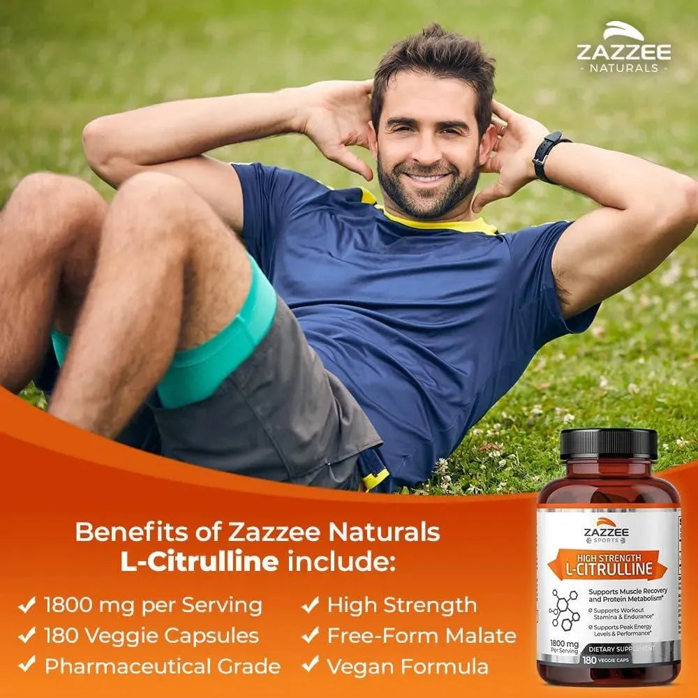 ZAZZEE NATURALS - Zazzee High Strength L-Citrulline Malate 1800Mg. 180 Capsulas - The Red Vitamin MX - Suplementos Alimenticios - {{ shop.shopifyCountryName }}