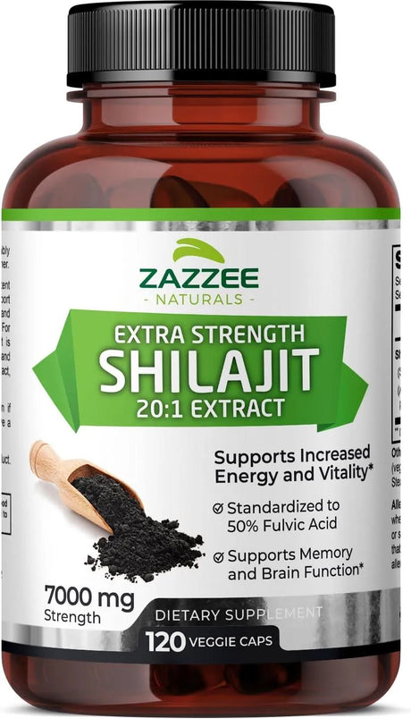 ZAZZEE NATURALS - Zazzee Naturals Extra Strength Shilajit 20:1 Extract 7000Mg. 120 Capsulas - The Red Vitamin MX - Suplementos Alimenticios - {{ shop.shopifyCountryName }}