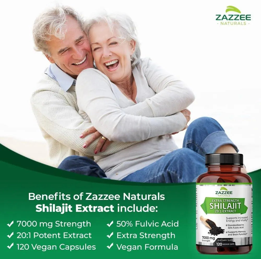 ZAZZEE NATURALS - Zazzee Naturals Extra Strength Shilajit 20:1 Extract 7000Mg. 120 Capsulas - The Red Vitamin MX - Suplementos Alimenticios - {{ shop.shopifyCountryName }}