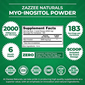 ZAZZEE NATURALS - Zazzee Naturals Myo-Inositol Powder 12.91Oz. - The Red Vitamin MX - Suplementos Alimenticios - {{ shop.shopifyCountryName }}