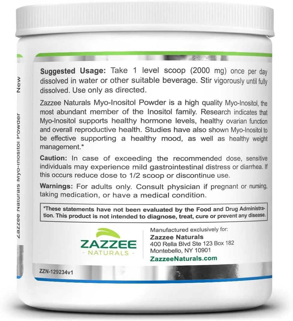 ZAZZEE NATURALS - Zazzee Naturals Myo-Inositol Powder 12.91Oz. - The Red Vitamin MX - Suplementos Alimenticios - {{ shop.shopifyCountryName }}