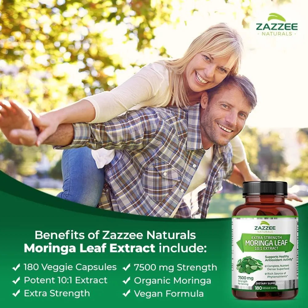 ZAZZEE NATURALS - Zazzee Naturals Organic Moringa Oleifera 10:1 Extract 7500Mg. 180 Capsulas - The Red Vitamin MX - Suplementos Alimenticios - {{ shop.shopifyCountryName }}