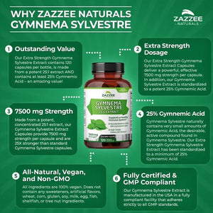 ZAZZEE NATURALS - Zazzee Organic Gymnema Sylvestre 25:1 Extract 7500Mg. 120 Capsulas - The Red Vitamin MX - Suplementos Alimenticios - {{ shop.shopifyCountryName }}