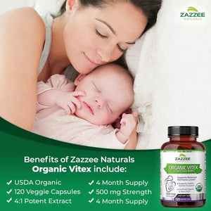 ZAZZEE NATURALS - Zazzee USDA Organic Baya Casto 500Mg. 120 Capsulas - The Red Vitamin MX - Suplementos Alimenticios - {{ shop.shopifyCountryName }}