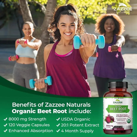 ZAZZEE NATURALS - Zazzee USDA Organic Beet Root 20:1 Extract 8000Mg. 120 Capsulas - The Red Vitamin MX - Suplementos Alimenticios - {{ shop.shopifyCountryName }}