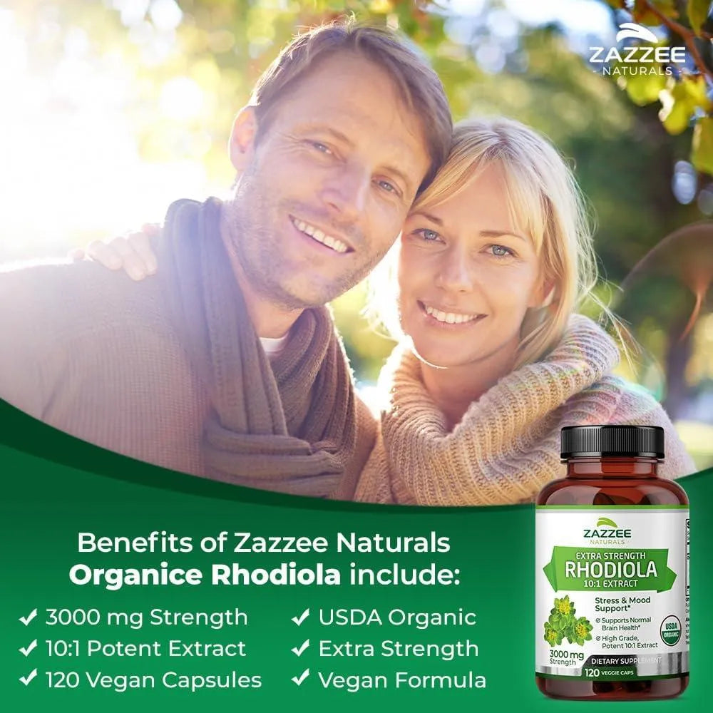 ZAZZEE NATURALS - Zazzee USDA Organic Rhodiola 10:1 Exract 3000Mg. 120 Capsulas - The Red Vitamin MX - Suplementos Alimenticios - {{ shop.shopifyCountryName }}