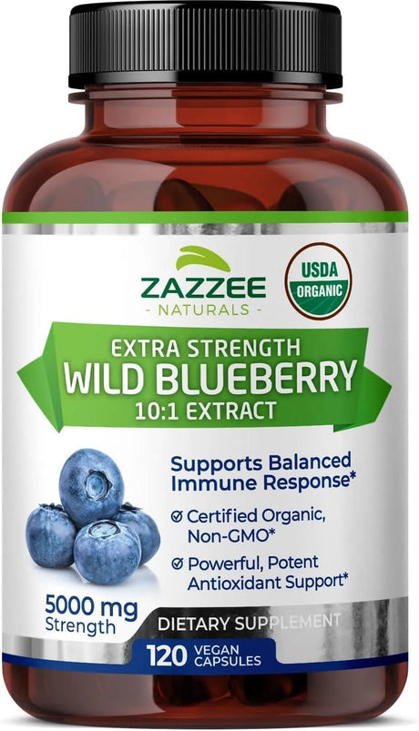 ZAZZEE NATURALS - Zazzee USDA Organic Wild Blueberry 10:1 Extract 5000Mg. 120 Capsulas - The Red Vitamin MX - Suplementos Alimenticios - {{ shop.shopifyCountryName }}