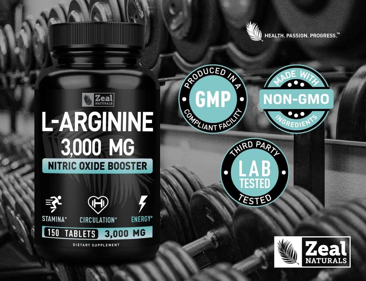 ZEAL NATURALS - Zeal Naturals L Arginine 3000Mg. 150 Tabletas - The Red Vitamin MX - Suplementos Alimenticios - {{ shop.shopifyCountryName }}